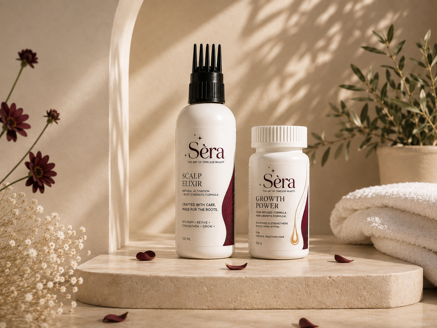 S&Egrave;RA Hair Growth Ritual Kit with scalp elixir and growth powder